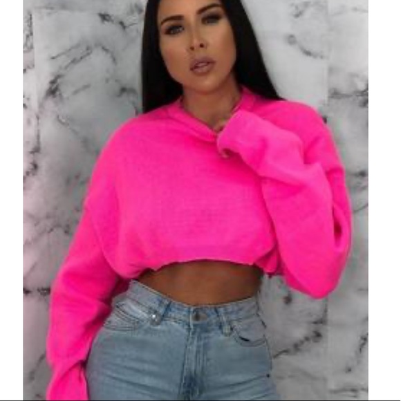 Hot pink crop top sweater Clearance